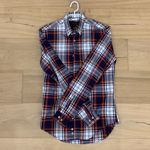 ZARA MENS CASUAL PLAID SHIRT SIZE SMALL - SLIM FIT - Picture 7 of 7